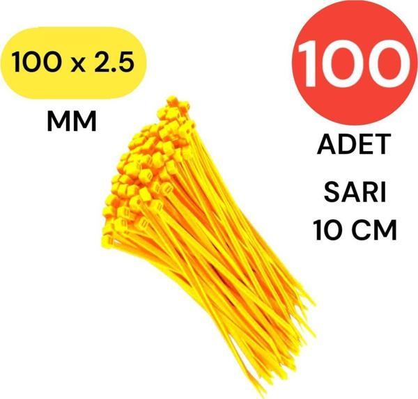 Tek-İş Plastik Kablo Bağı Klipsi Cırt Kelepçe 100 Mm X 2.5 Mm Sarı 100 Adet - Image 1