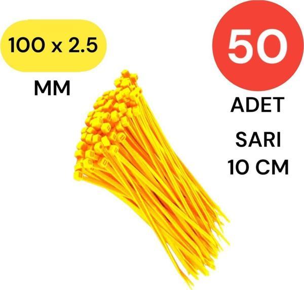 Tek-İş Plastik Kablo Bağı Klipsi Cırt Kelepçe 100 Mm X 2.5 Mm Sarı 50 Adet - Image 1