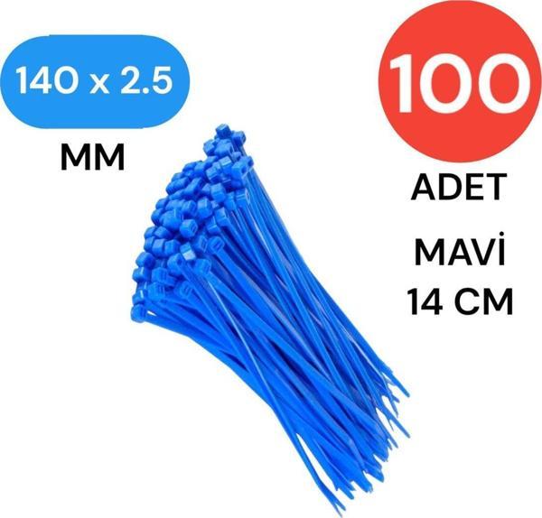 Tek-İş Plastik Kablo Bağı Klipsi Cırt Kelepçe 140 Mm X 2.5 Mm Mavi 100 Adet - Image 1