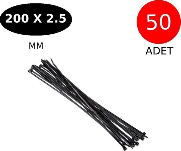 Tek-İş Plastik Kablo Bağı Klipsi Cırt Kelepçe 200 Mm X 2.5 Mm Siyah 50 Adet - Image 1