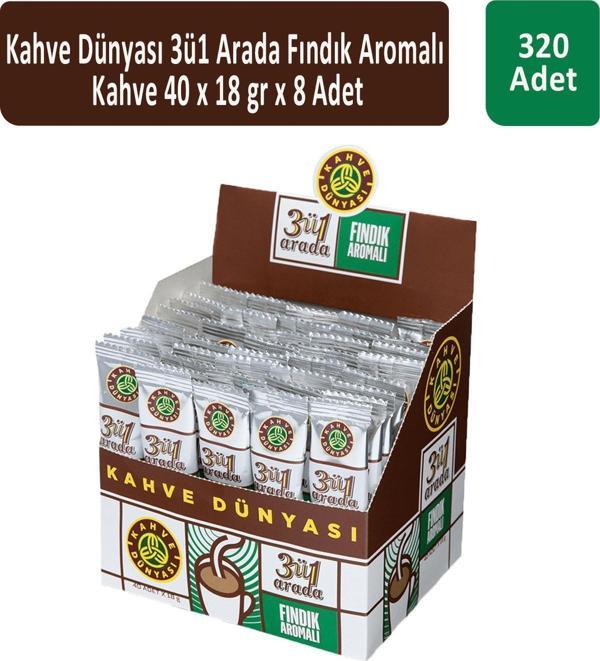 Kahve Dünyası 3ü1 Fındık Aromalı Kahve 40 x 18 gr x 8 Adet - Image 1