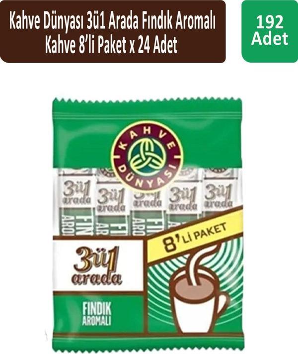 Kahve Dünyası 3ü1 Fındık Aromalı Kahve 8 x 18 gr x 24 Adet - Image 1