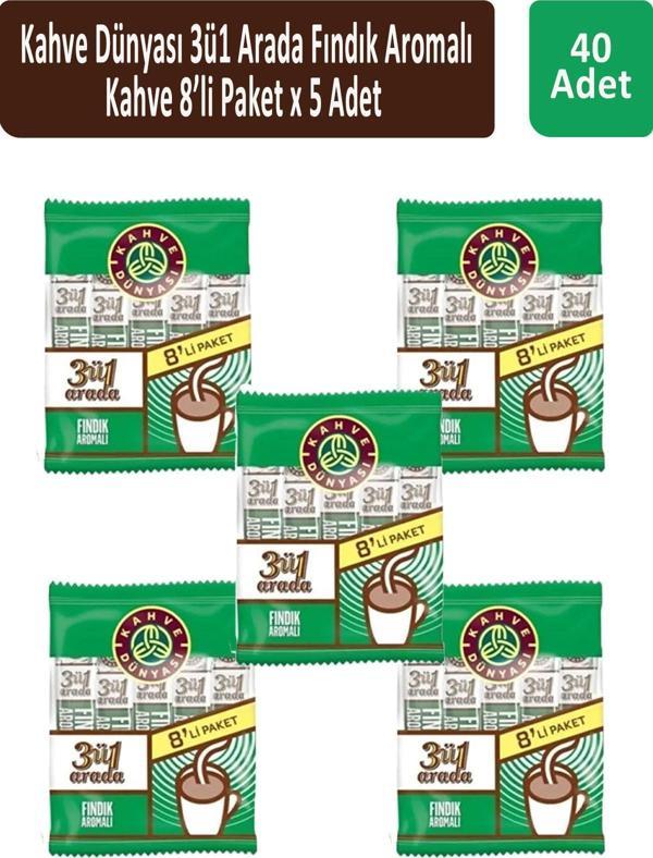 Kahve Dünyası 3ü1 Fındık Aromalı Kahve 8 x 18 gr x 5 Adet - Image 1