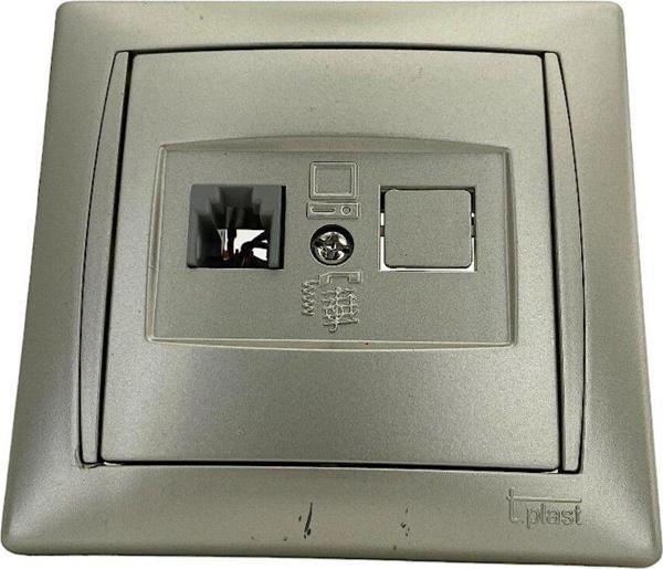 Tek-İş Sıva Altı Nümeris RJ11 Telefon Prizi metalik titanyum - Image 1