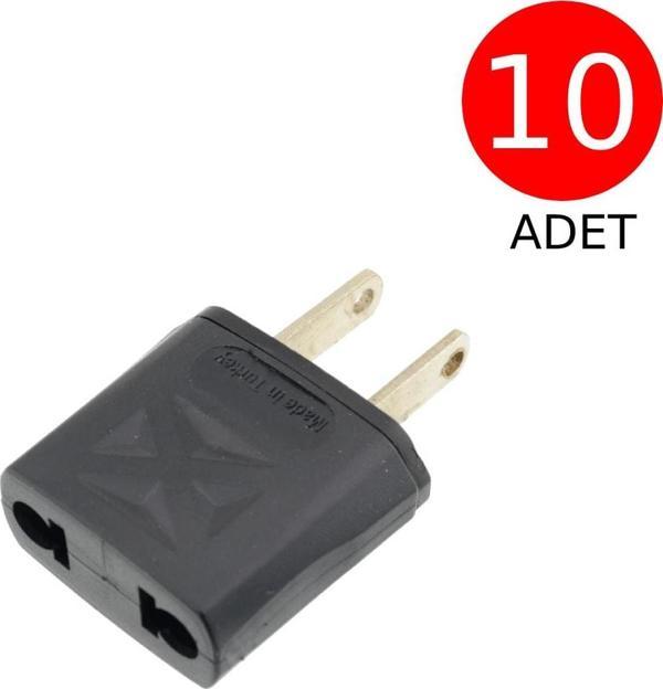 Tek-İş Türk Fişi - Amerika Fişi Çevirici Adaptör Amerikan Fiş Priz Dönüştürücü Seyahat Adaptörü 10 Adet - Image 1