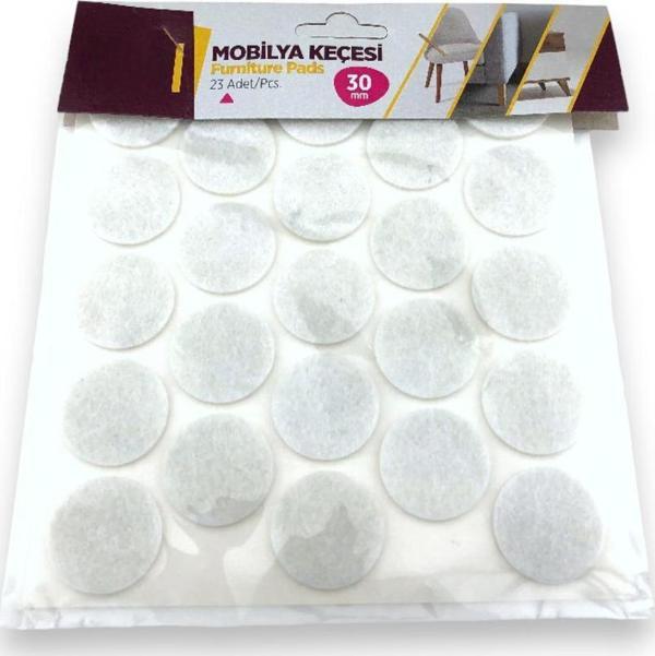 Tek-İş Yapışkanlı Sandalye Koltuk Mobilya Ayak Keçesi Yuvarlak 30 MM 23 Adet - Image 1