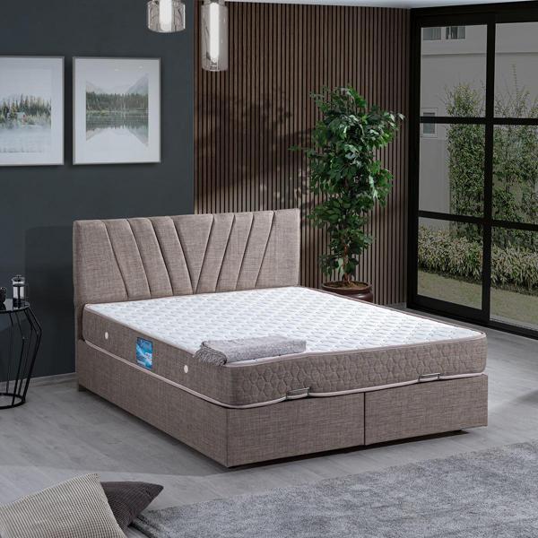 Setay Mobilya Fersa Çift Kişilik Baza Başlık Orthosoft Yatak Seti, Kahverengi 140x190 cm - Image 1