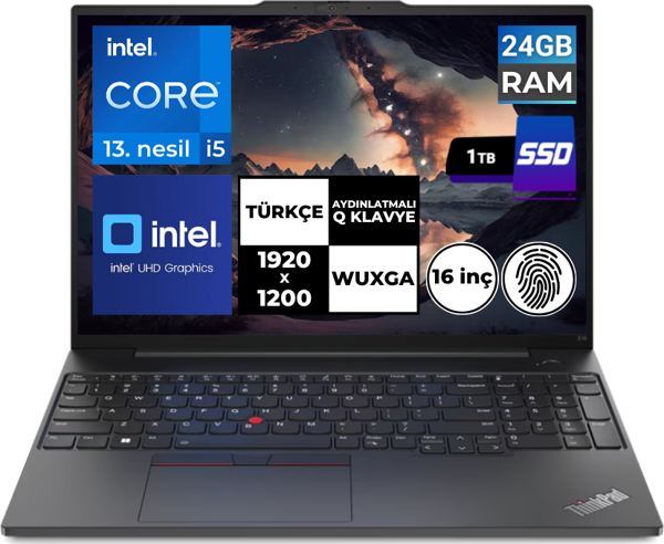 Lenovo ThinkPad E16 Gen1 i5-1335U 24 GB 1 TBSSD 16" WUXGA Freedos 21JN0005TX BT10 - Image 1