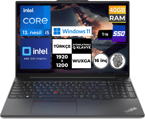 Lenovo ThinkPad E16 Gen1 i5-1335U 40GB 1 TBSSD 16" WUXGA Windows 11 Home 21JN0005TX BT27 - Image 1
