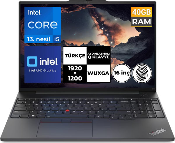 Lenovo ThinkPad E16 Gen1 i5-1335U 40GB 256 GB SSD 16" WUXGA Freedos 21JN0005TX BT3 - Image 1