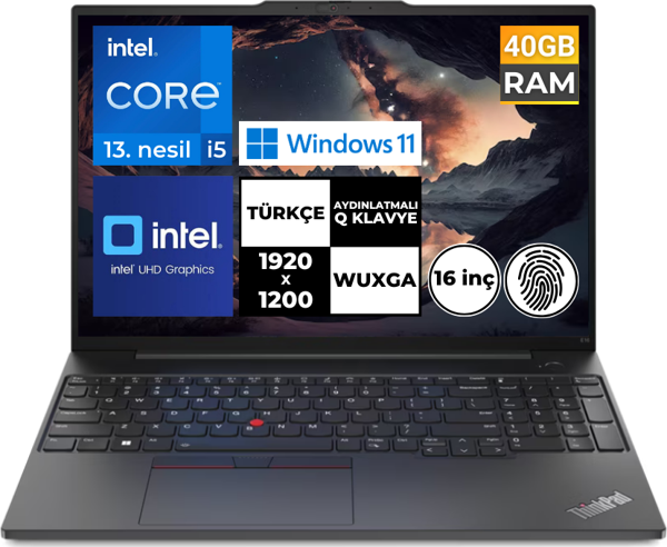 Lenovo ThinkPad E16 Gen1 i5-1335U 40GB 256 GB SSD 16" WUXGA Windows 11 Home 21JN0005TX BT19 - Image 1