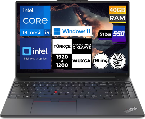 Lenovo ThinkPad E16 Gen1 i5-1335U 40GB 512 GB SSD 16" WUXGA Windows 11 Home 21JN0005TX BT23 - Image 1