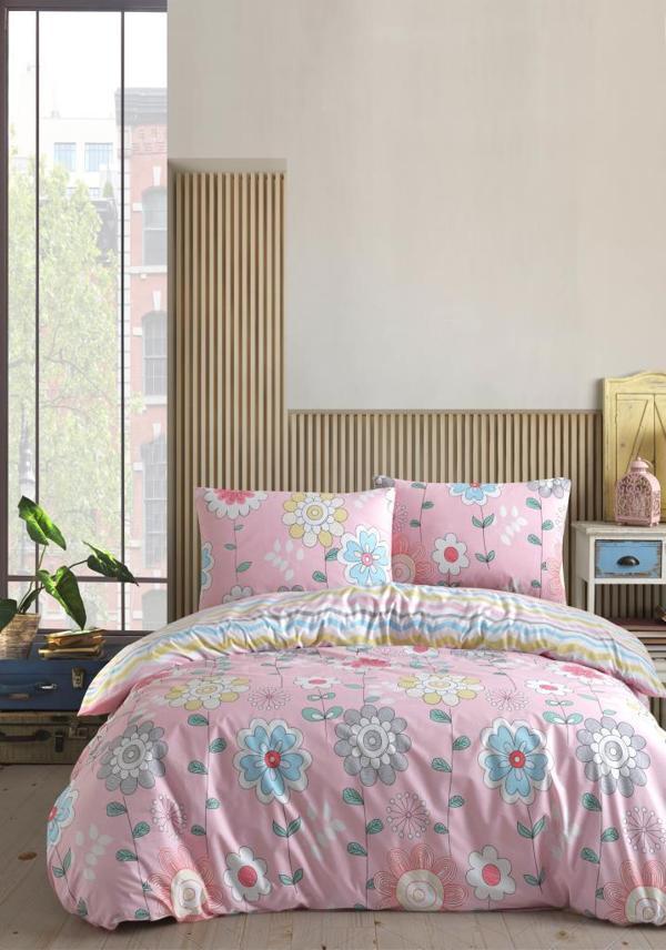 Ranforce Çift Kişilik Nevresim Seti Camellia Pembe - Image 1