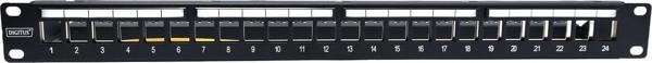 Digitus 24 Port Boş Patch Panel, Etiketli, Zırhlı, 1U Yüksekliğinde, Siyah Renk&lt;br&gt;Digitus UTP - Image 1
