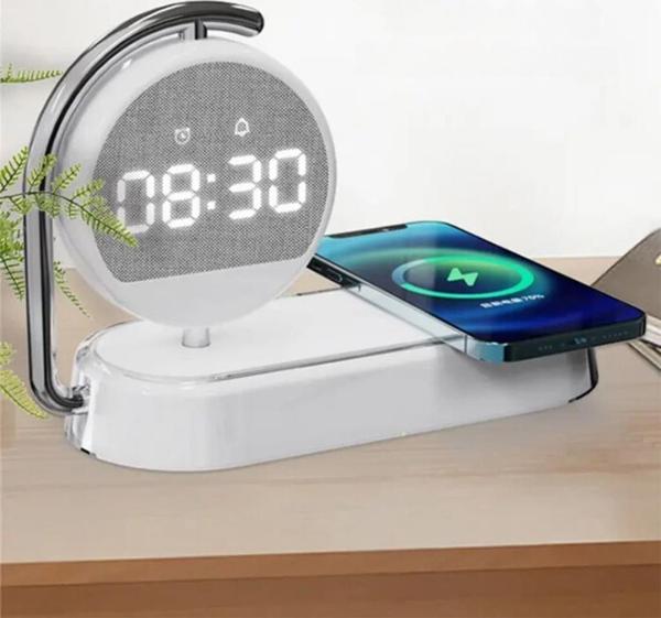 Coofbe 3in1 240Mah 15W Kablosuz Şarj Ayarlanabilir Led Gece Lambası Masaüstü Dönebilen Çalar Saat  - Image 1
