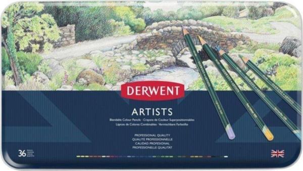Derwent Artists Pencils Kuruboya Kalemi 36`lı Teneke Kutu - Image 1