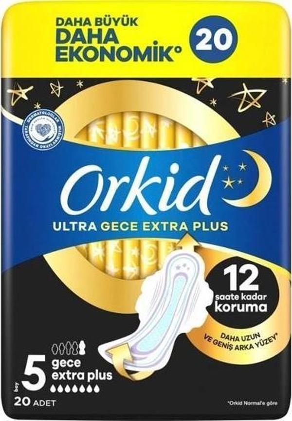 Orkid Ultra Gece Extra Plus (Boy 5) Hijyenik Ped 20'li - Image 1