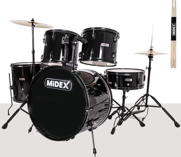 Midex CD900X-BK 22'' Yetişkin Akustik Bateri Davul Seti 22B-13T-12T-16F-14S (5 Parça) - Image 1