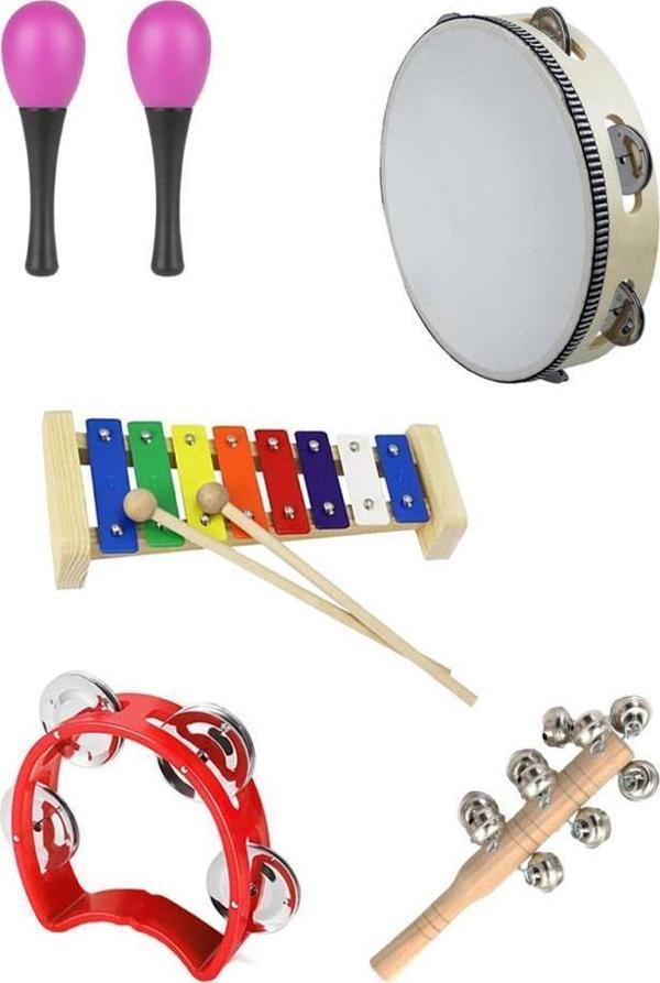 Midex Örf Aletleri Seti Under Paket-1 EL Zili Marakas Tef Ksilofon (5 Parça) - Image 1