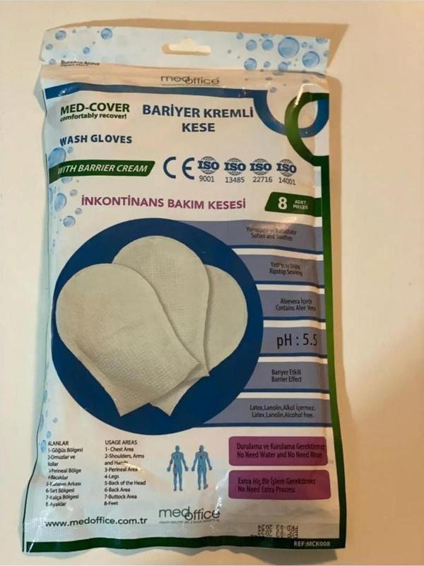 MEDCOVER BARİYER KREMLİ HASTA VÜCUT BAKIM KESESİ 8'Lİ PAKET - Image 1
