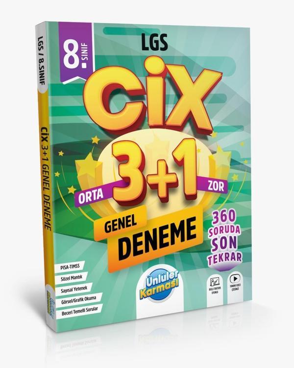 Ünlüler 8. Sınıf LGS Cix Genel 3+1 Deneme Ünlüler Yayınları - Ünlüler Karması Yayınları - Image 1