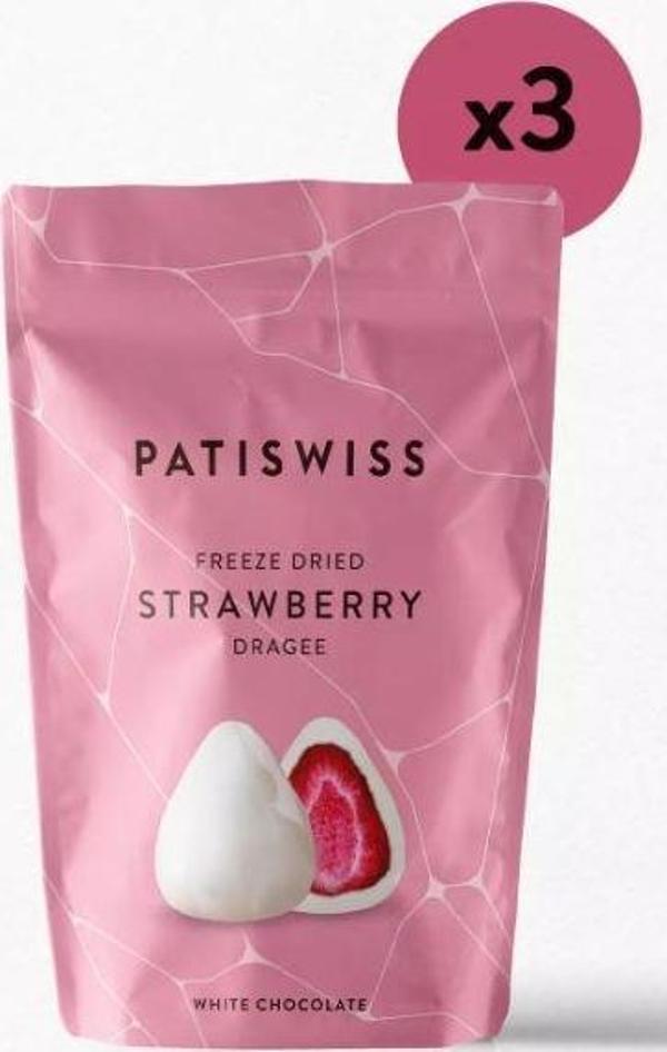 Patiswiss Beyaz Çikolata Kaplı Çilek Draje Set (3 Adet) - Image 1