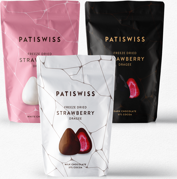 Patiswiss Sütlü, Bitter ve Beyaz Çikolata Kaplı Çilek Draje Seti - Image 1