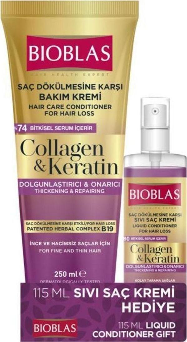 Bioblas Saç Dökülmesine Karşı Bakım Kremi 250ml Collagen&keratin 115 Ml Sıvı Saç Kremi Hediye!!! - Image 1