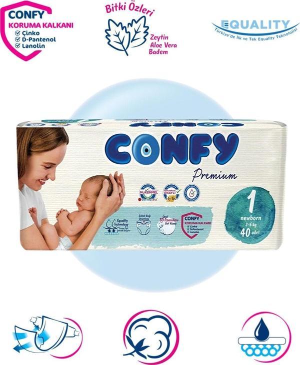 Confy Premium 1 Numara Bebek Bezi Yenidoğan 2 - 5 kg 40 Adet - Image 1