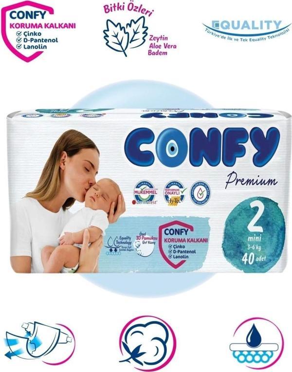 Confy Premium 2 Numara Bebek Bezi Mini 3 - 6 Kg 40 Adet - Image 1