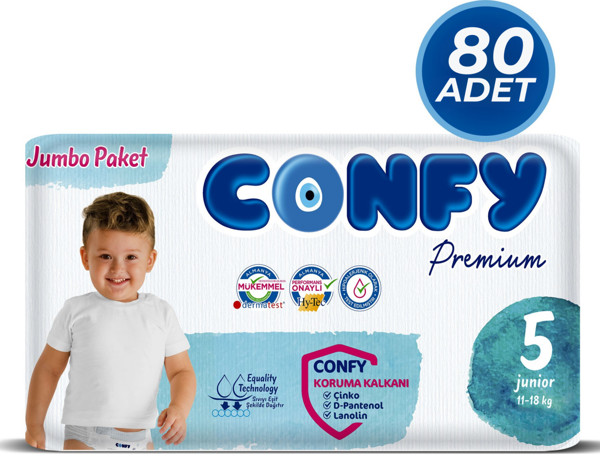 Confy Premium 5 Numara Bebek Bezi Junior 11 - 18 KG 80 Adet - Image 1