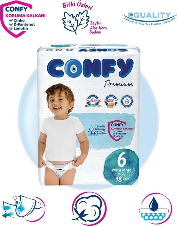 Confy Premium 6 Numara Bebek Bezi Extralarge +15 Kg 18 Adet - Image 1