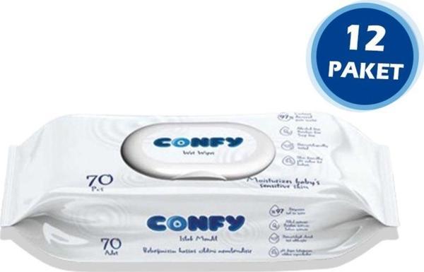 Confy Premium Islak Mendil Soft Care 70 Adet x 12 Paket 840 Yaprak - Image 1