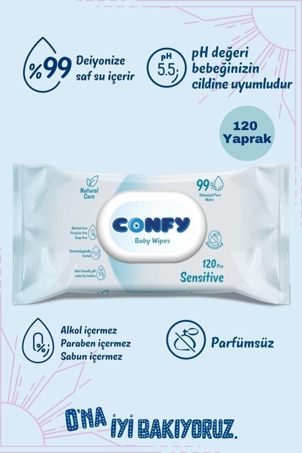 Confy Sensitive Bebeklere Özel Islak Mendil 120 Yaprak - Image 1