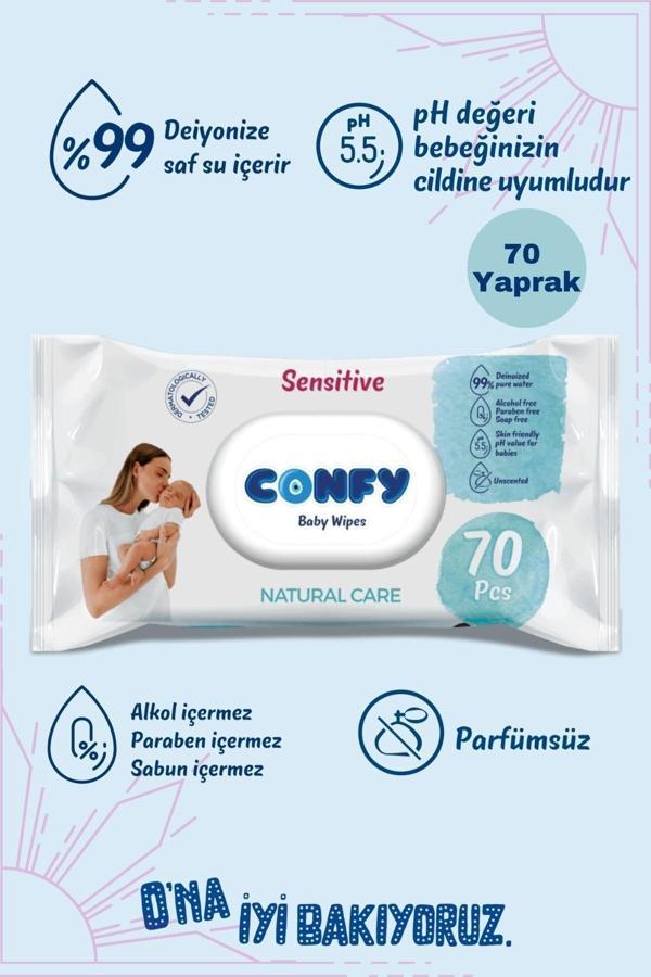 Confy Sensitive Bebeklere Özel Islak Mendil 70 Yaprak - Image 1