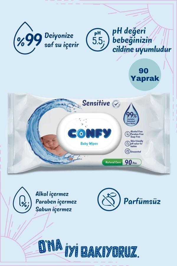 Confy Sensitive Bebeklere Özel Islak Mendil 90 Yaprak - Image 1