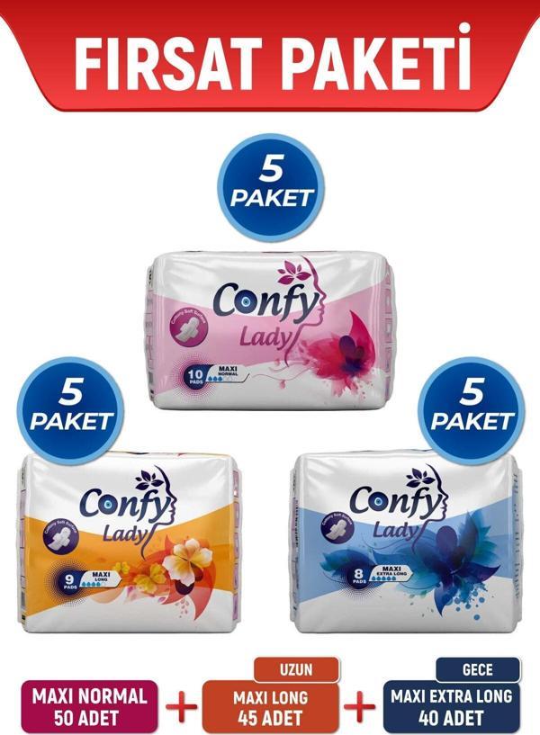 Confy Lady Avantajlı Fırsat Paketi - 135 Adet Hijyenik Ped - Image 1