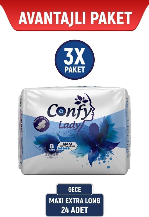 Confy Lady Hijyenik Ped Maxi Extralong 8 Adet X 3 Adet - Image 1