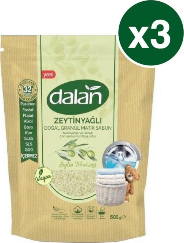 Dalan Doğal Zeytinyağlı Granül Sabun Bebek Deterjanı 500 Gr X 3 Adet - Image 1