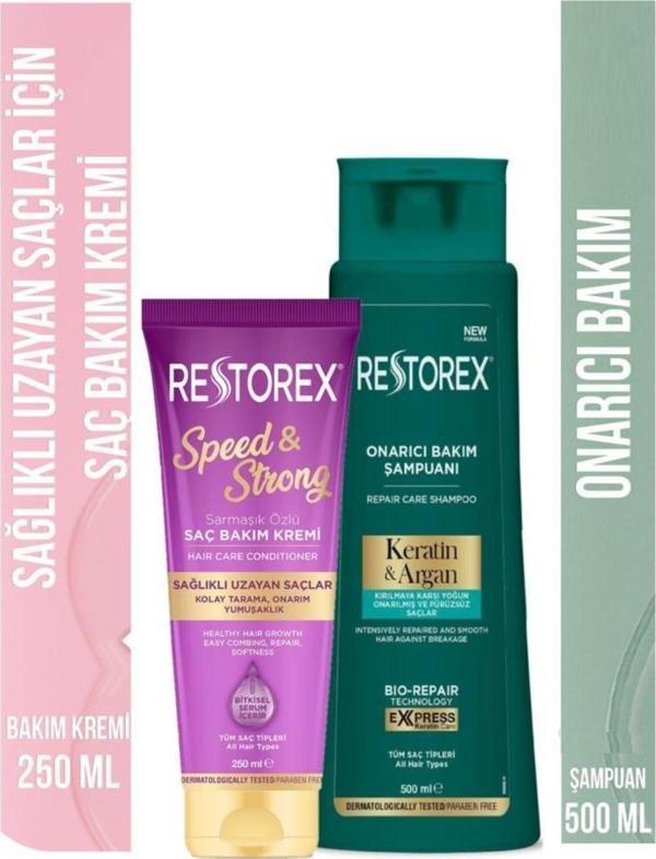 Restorex Speed Strong Saç Kremi 250 Ml&keratin Ve Argan Şampuan 500 Ml - Image 1