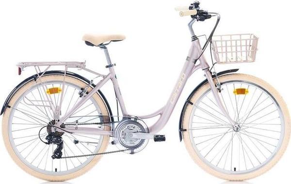 CARRARO JULIET BAYAN ŞEHİR BİSİKLETİ 430H V 26 JANT 21 VİTES MAT METALİK PEMBE KROM KREM - Image 1