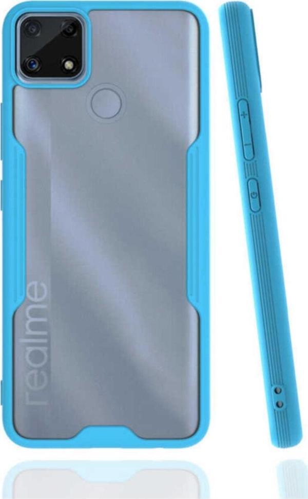 Coverzone Realme C25 Kılıf Için Uyumlu Kılıf Renkli Kenar Perfe Tpu Silikon Kılıf Mavi - Image 1