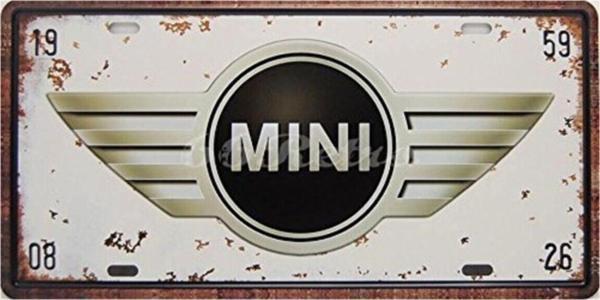 Vintage Mini Cooper Logo Metal Plaka Levha 15X30 cm - Image 1