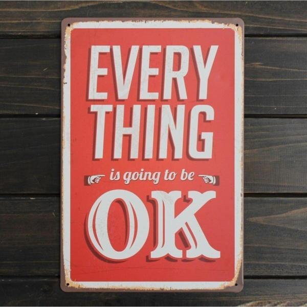 Vintage Everything Ok Metal Plaka Levha 20X30 cm - Image 1