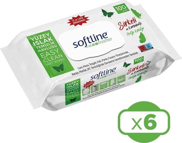 Softline Fresher Yüzey Islak Temizlik Havlusu 100'lü x 6 Adet - Image 1