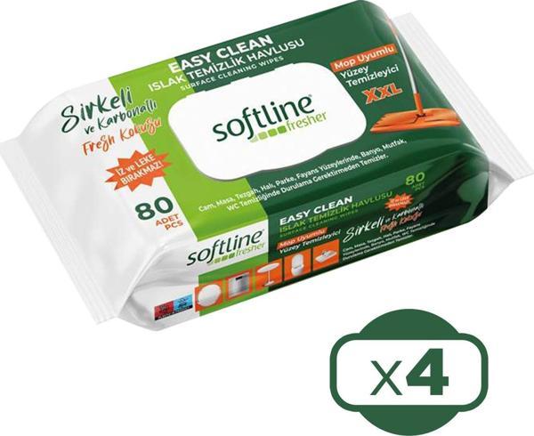 Softline Fresher Yüzey Temizlik Havlusu Mopa Uyumlu 80 li x 4 Adet - Image 1