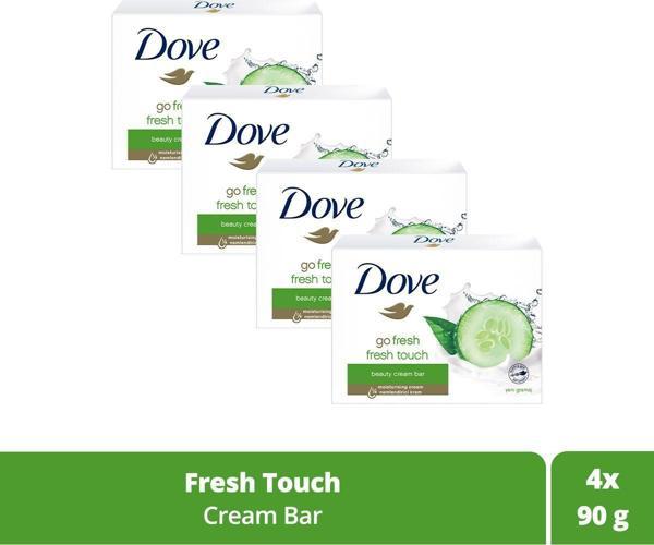 Dove Beauty Cream Bar Katı Güzellik Sabunu Fresh Touch Nemlendirici Etkili 90 G X4 Adet - Image 1