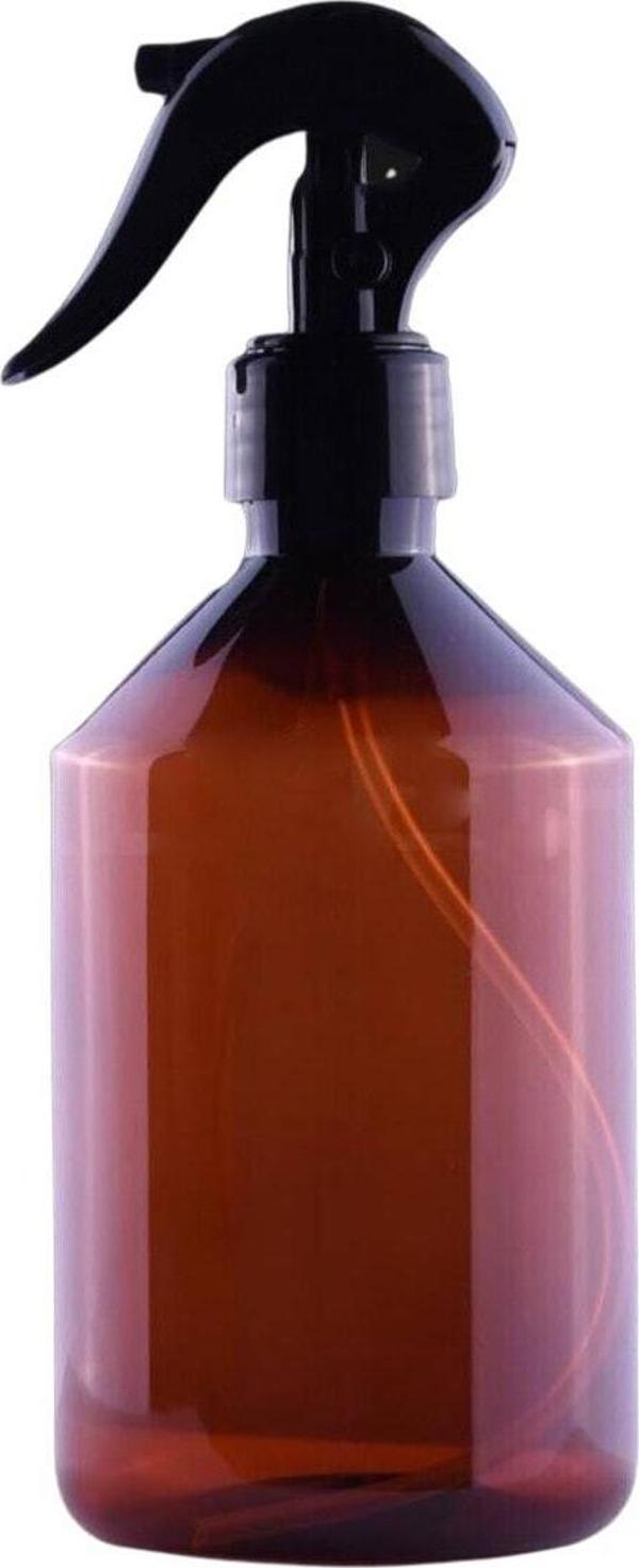 Petkap 100 Adet - 500Ml Pet Kahverengi Boş Plastik Şişe, Siyah Mini Sprey Başlıklı - Image 1
