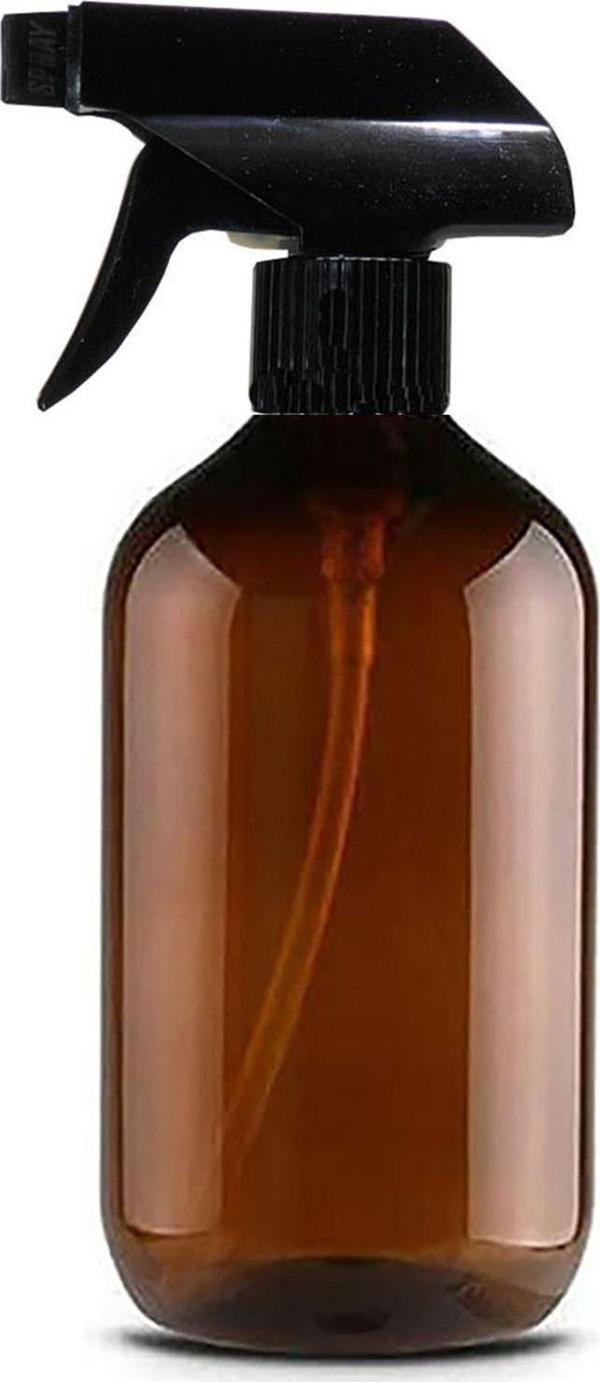 Wellline 100 Adet - 500Ml Boş Plastik Kahverengi Konik Pet Şişe, Siyah Sprey Başlıklı - Image 1