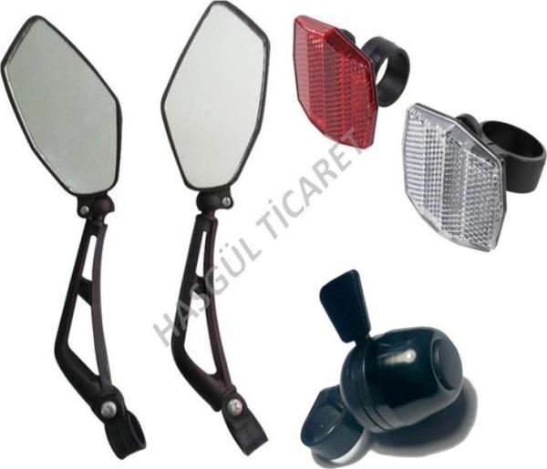 Hsgl Bisiklet sport ayna zil ve ikili reflektör set - Image 1